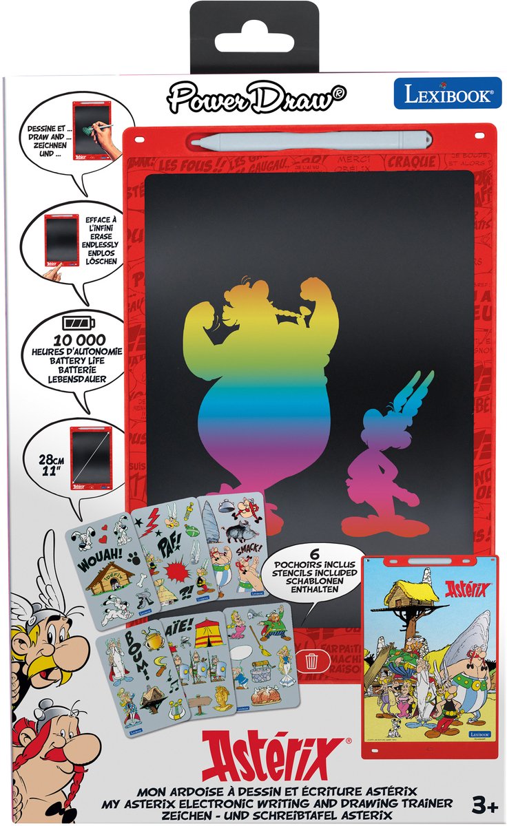 Lexibook Asterix et obelix 11’’ meerkleurige leer- en teken-e-ink-tablet met sjablonen