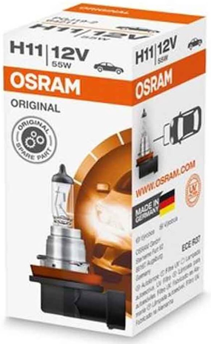 Osram Ampoule h11 12v 55w blanche pour scooter aprilia 125 atlantic 2003 à 2020 neuf