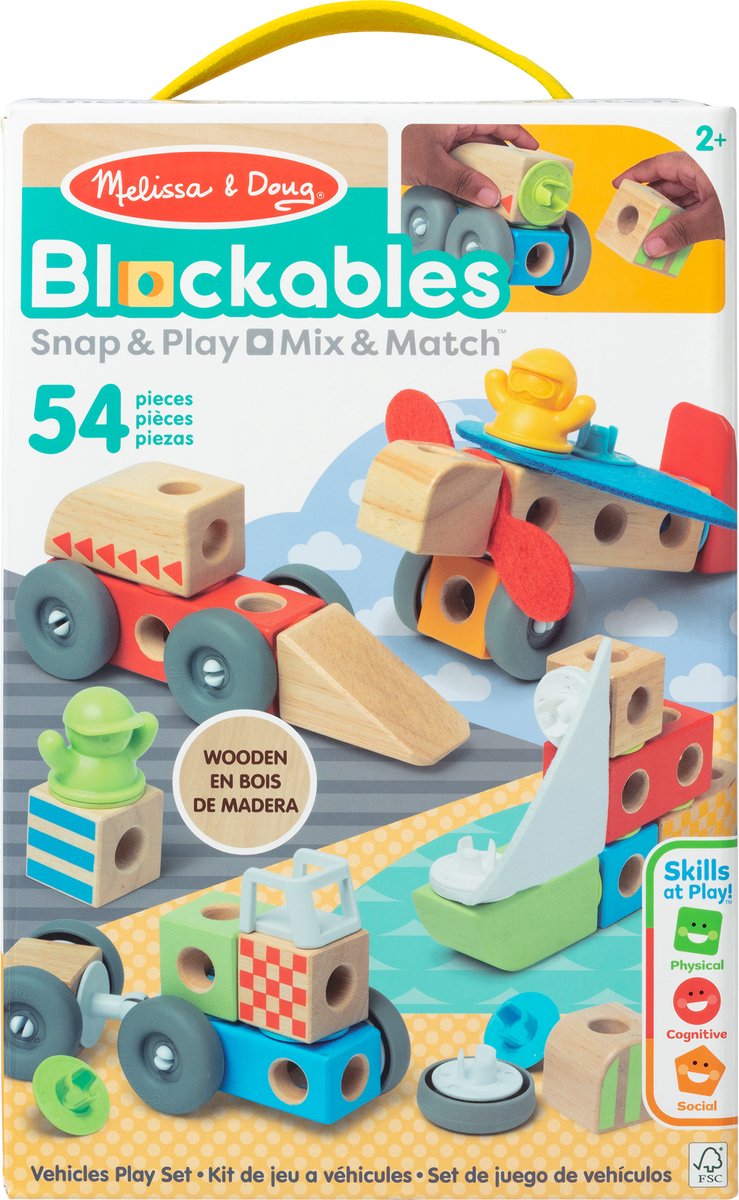 Melissa Doug – blockables™ voertuigen speelset – met draagbare bewaardoos