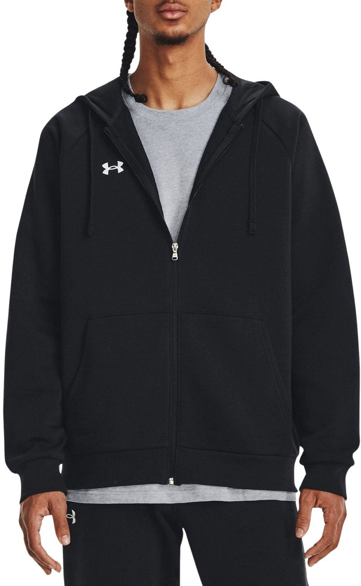 Under Armour ua rival fleece fz hoodie-blk heren sporttrui - zwart - wit