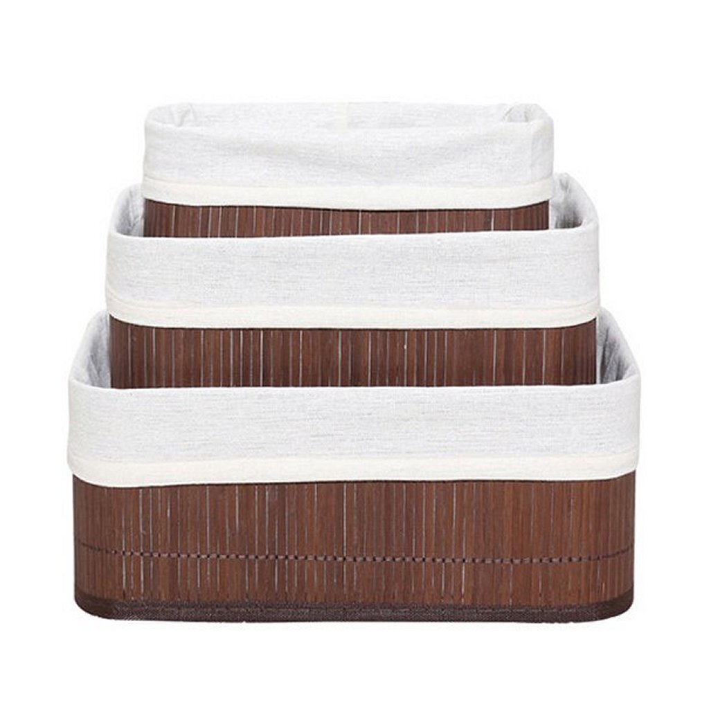 Homestyle Pro bamboe opbergmanden 3 stuks bruin wit