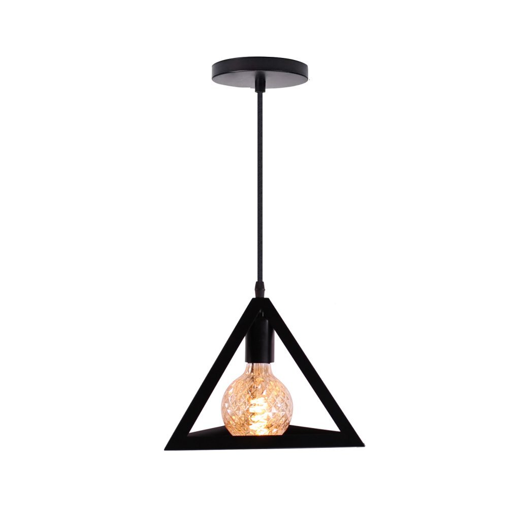 Homestyle Pro mk007-b industriële pyramide hanglamp 25x22 cm zwart metaal