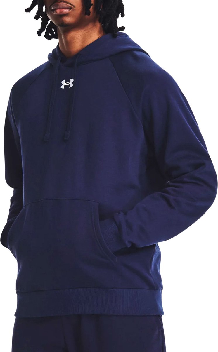 Under Armour ua rival fleece hoodie heren sporttrui - navy - wit