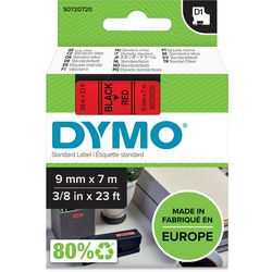 Tapes Dymo D1 polyester 9mmx7m zwart-rood glanzend