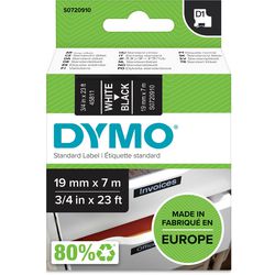 Labeltape Dymo D1 polyester 19mmx7m wit-zwart glanzend