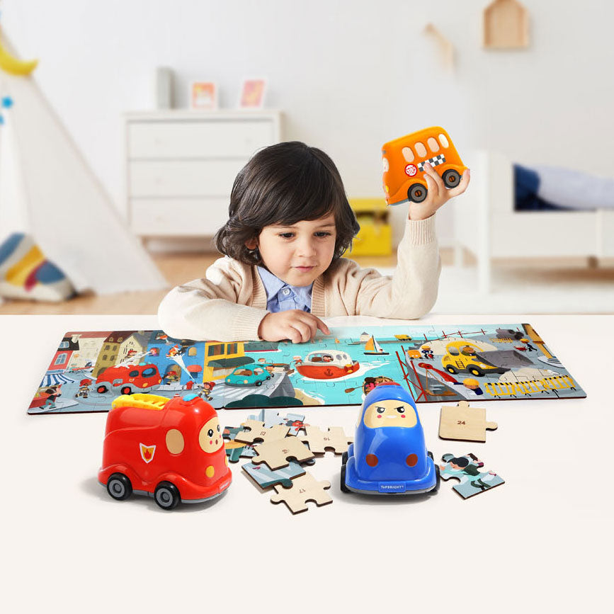 Topbright Houten legpuzzel haven met stoomboot, 24st.