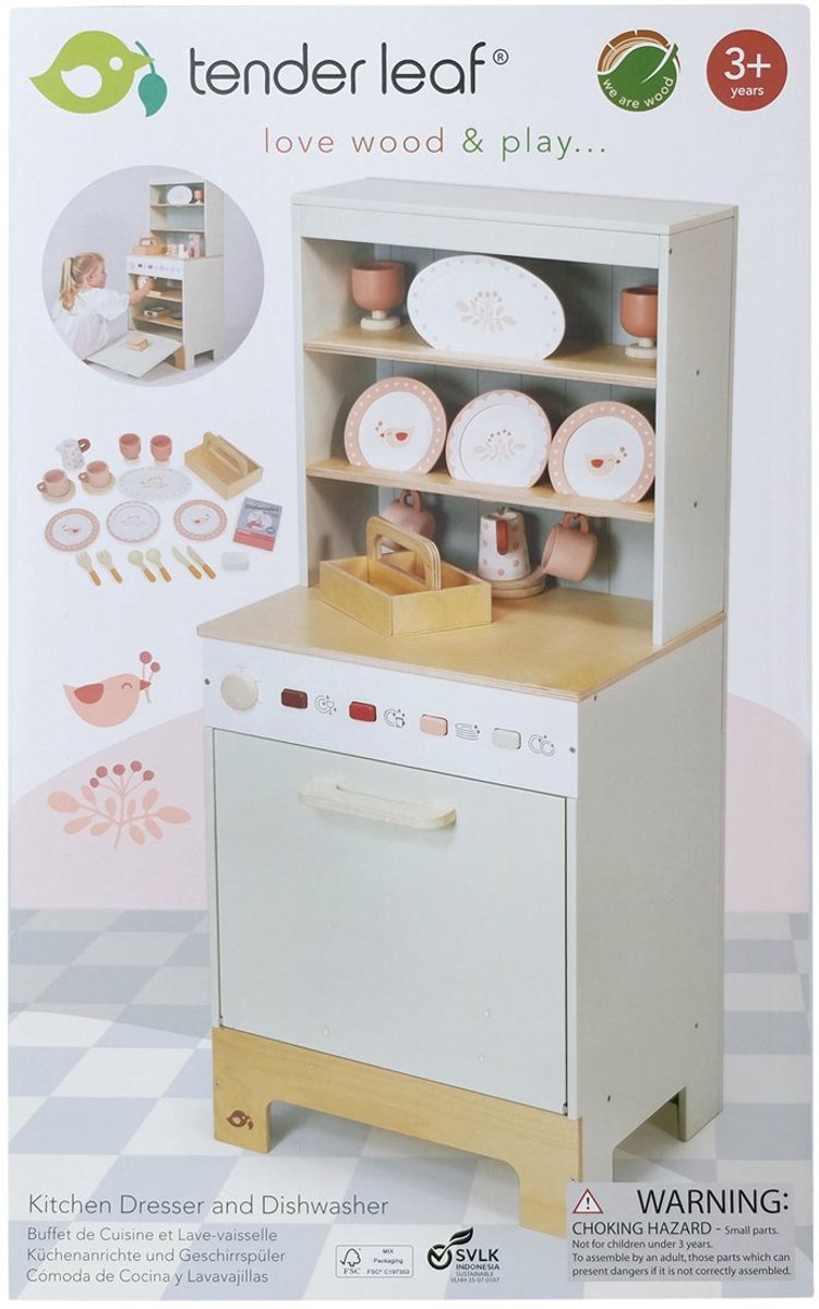 Tender Leaf houten keukenkast en afwasmachine speelgoed keuken.