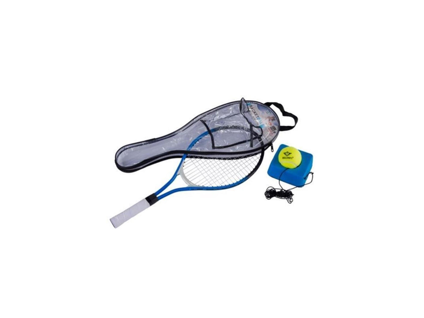Engelhart Racketball set – tennisracket 21” blauw met tennistrainer en bal – inclusief hoes – rebound trainingsset voor beginners en oefening –
