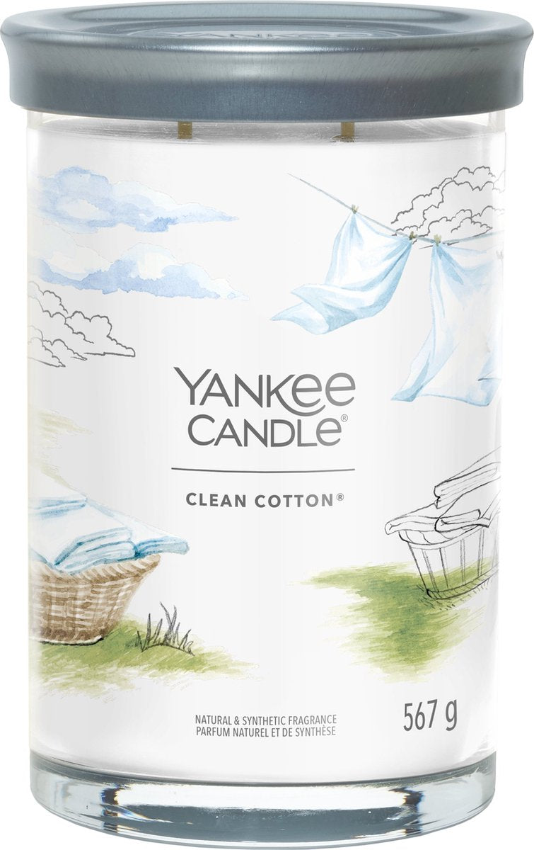 Yankee Candle - clean cotton large tumbler geurkaars - 100 branduren - twee lonten