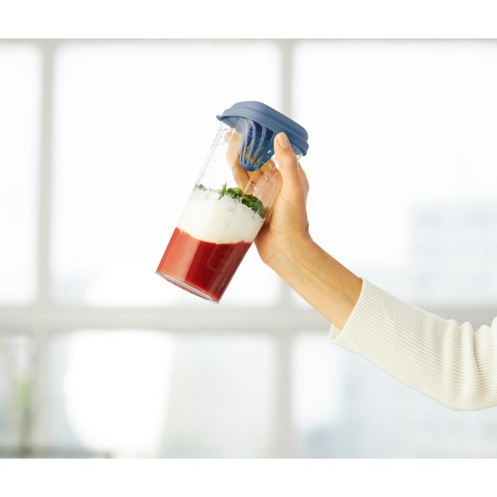 Rotho loft shaker met pers 1l horizon blauw transparant