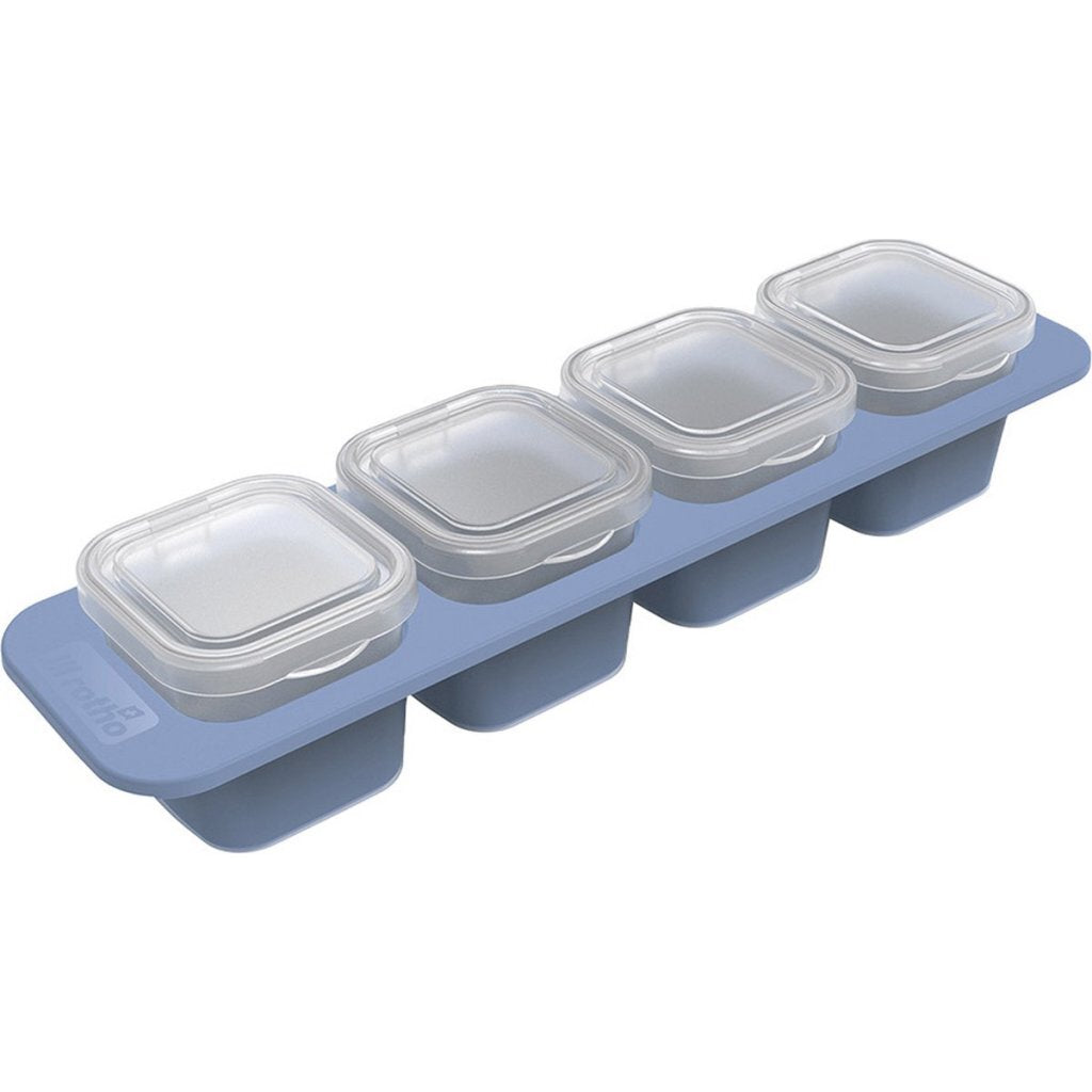 Rotho mini diepvriesdoosjes 4x0.05l horizon blauw transparant