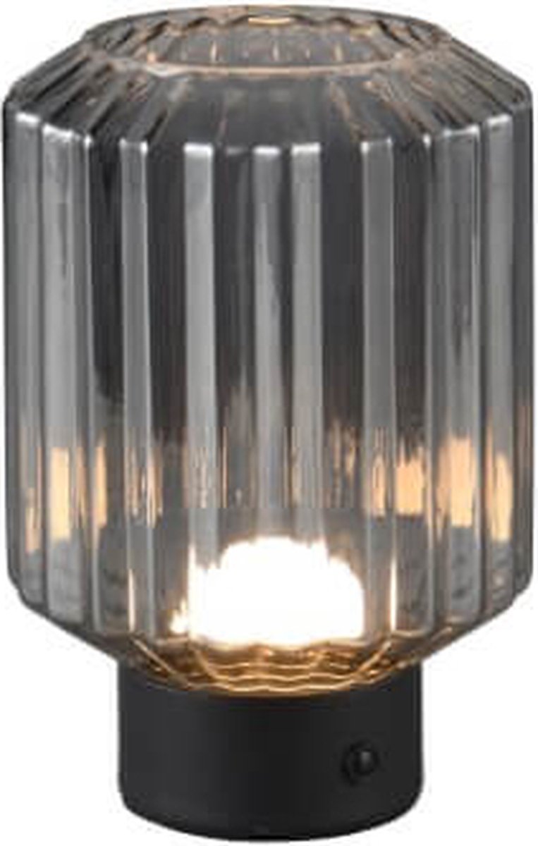 RL LIVE YOUR LIGHT Reality lord - tafellamp - zwart mat - incl. 1x smd 2w - touch functie - oplaadbaar - rook glas