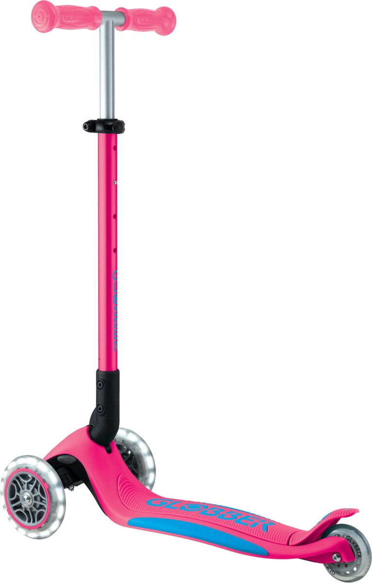 Globber 3-wiel step - primo foldable plus lights fuchsia - roze - lichtgevende wielen - vouwbaar - in hoogte verstelbaar - vanaf 3 tot 9 jaar