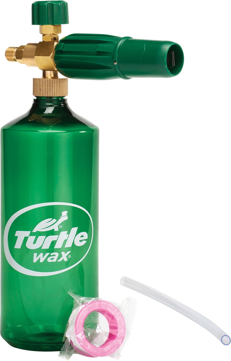 Turtle Wax snow foam cannon – voor gebruik met een hogedrukreiniger snow foam shampoo - spuitmond zorgt voor een zeer dikke laag actief schuim - makkelijker en sneller schoonmaken - foam sprayer - reinigingspistool