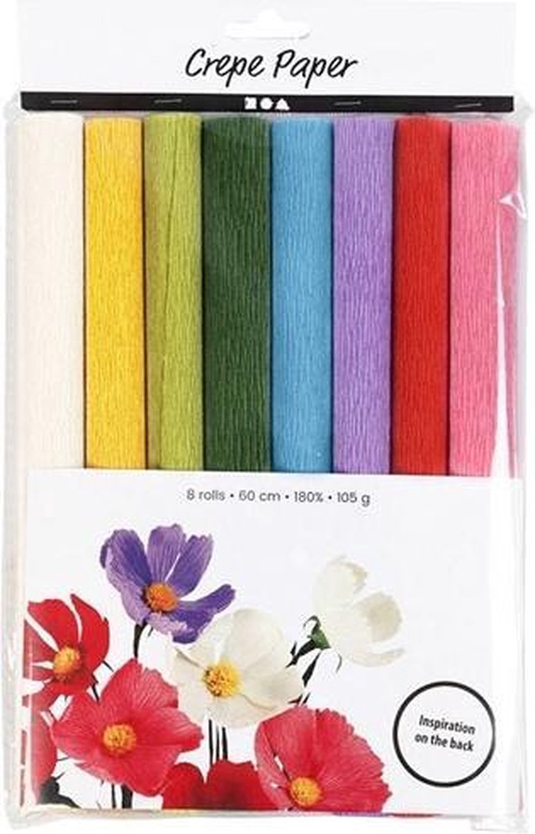 Creativ Company Crêpepapier standaard kleuren, 8 vellen