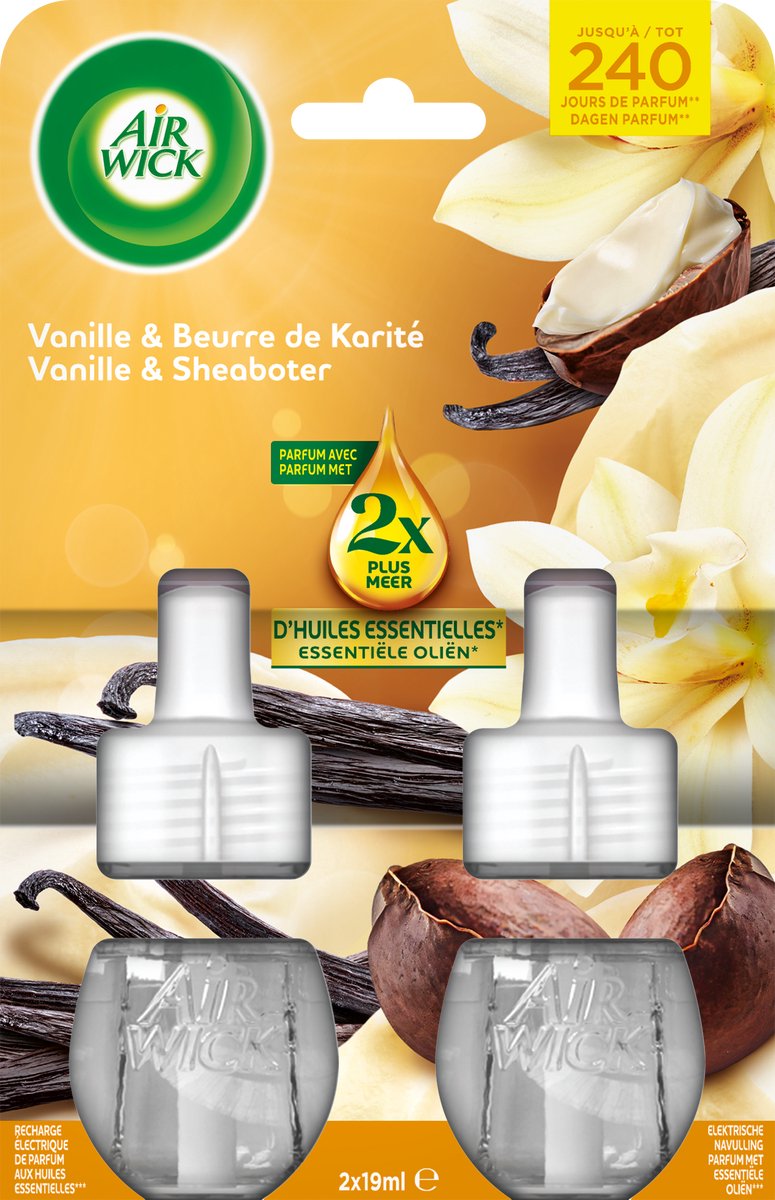 Air Wick elektrische luchtverfrisser vanille sheaboter - navulling duo 2x19ml