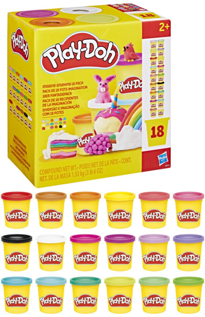 Play-Doh fantaseer maar raak 18-pack - boetseerklei kinderen - speelklei play-doy potjes - 18 verschillende kleuren