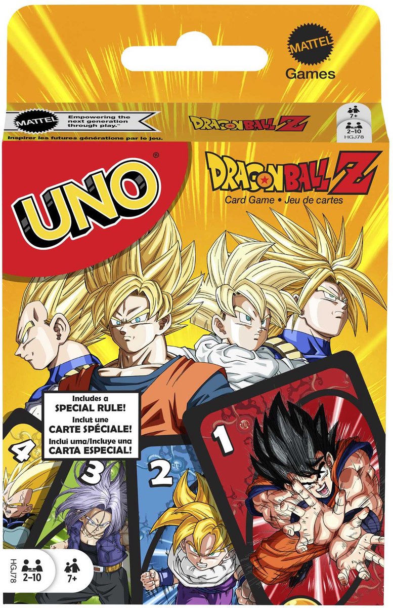 Mattel Games Uno dragonball z - kaartspel – kinderen – volwassenen – cadeau – engels