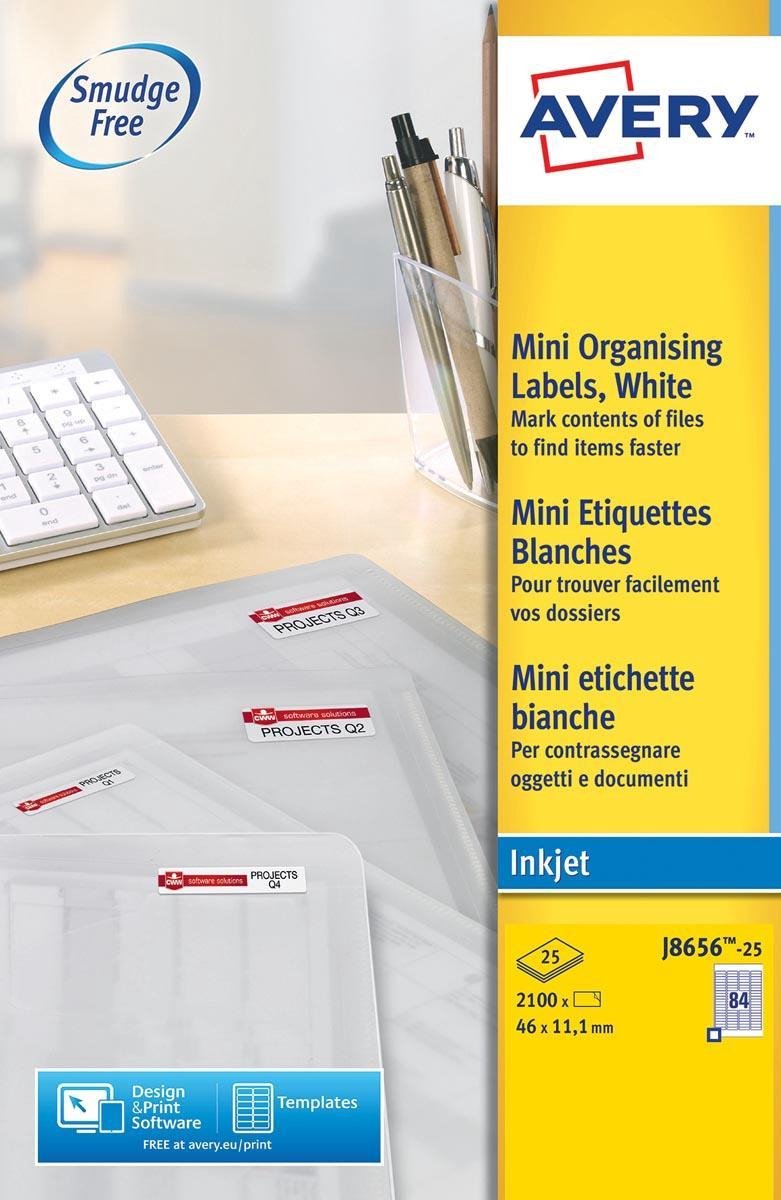 Merkloos Sans Marque Avery white mini label, inkjet 46 x 11,1mm (25)