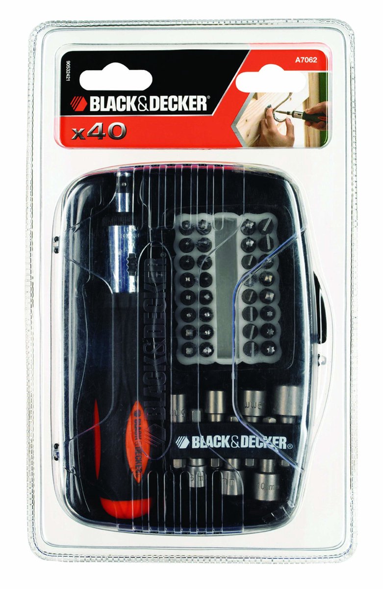 BLACK+DECKER a7062 serie - schroevendraaierset - 40-delig - ratelsysteem - ergonomische handgreep - inclusief etui