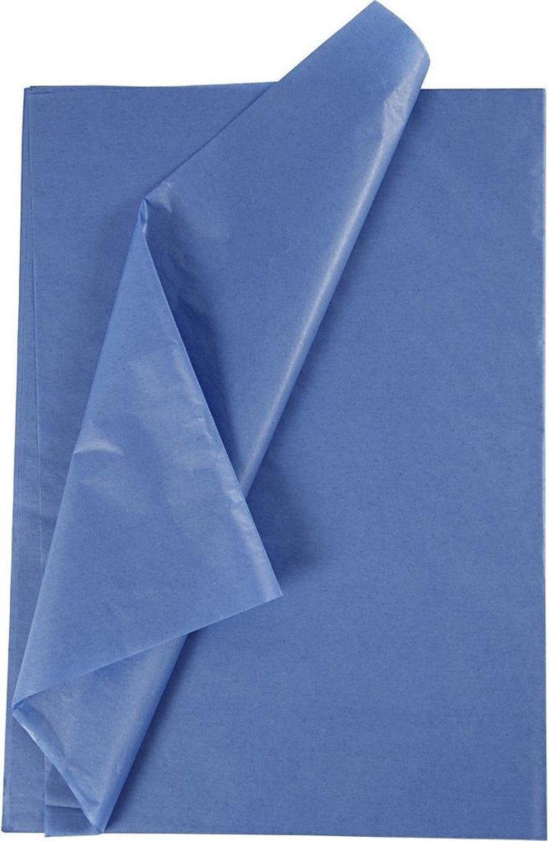 Creativ Company Tissuepapier - zijdepapier - crepepapier - vloeipapier - blauw - verpakken - decoreren - knutselen - 50x70 cm - 14 gram - 25 vellen