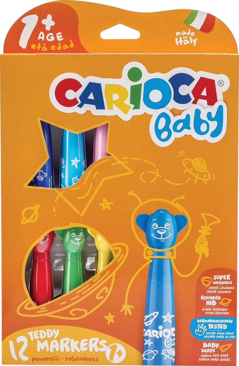 Carioca Set viltstiften teddy marker 1+ multicolour 12 onderdelen