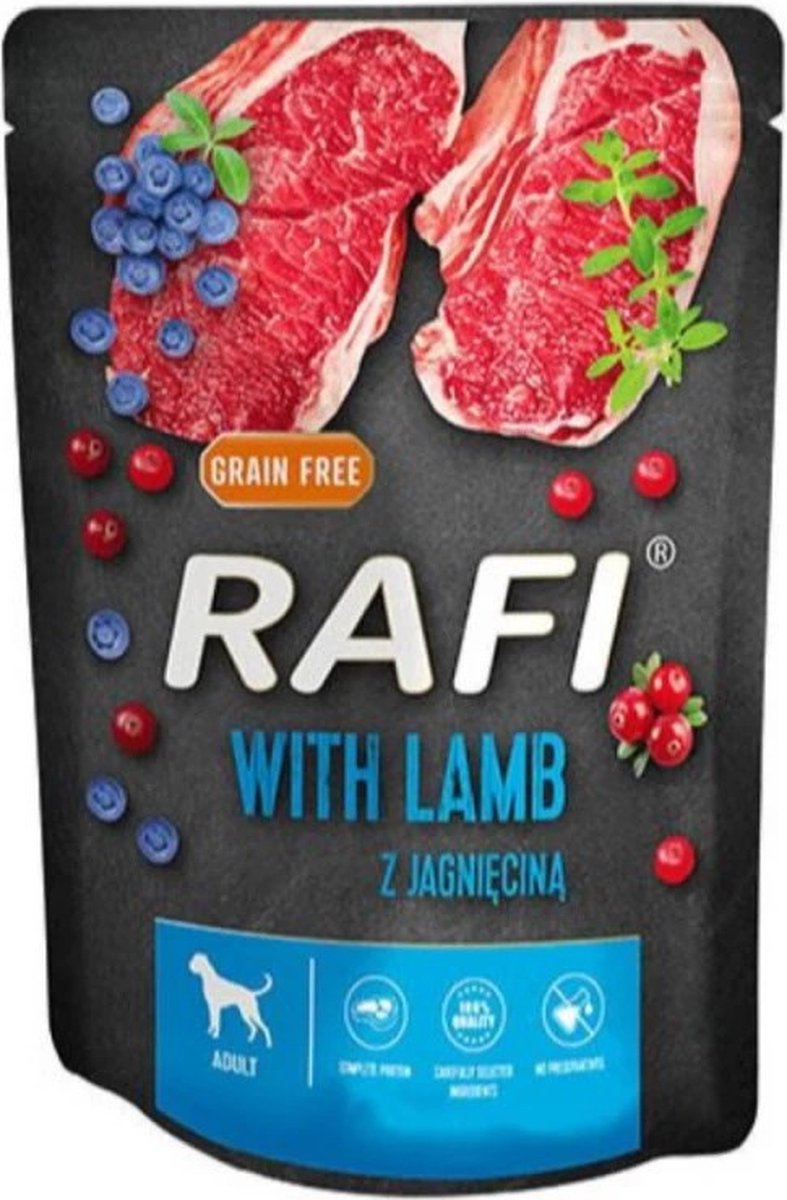 RAFI adult - natvoer hond - lam, bosbes cranberry - graanvrij - 300g