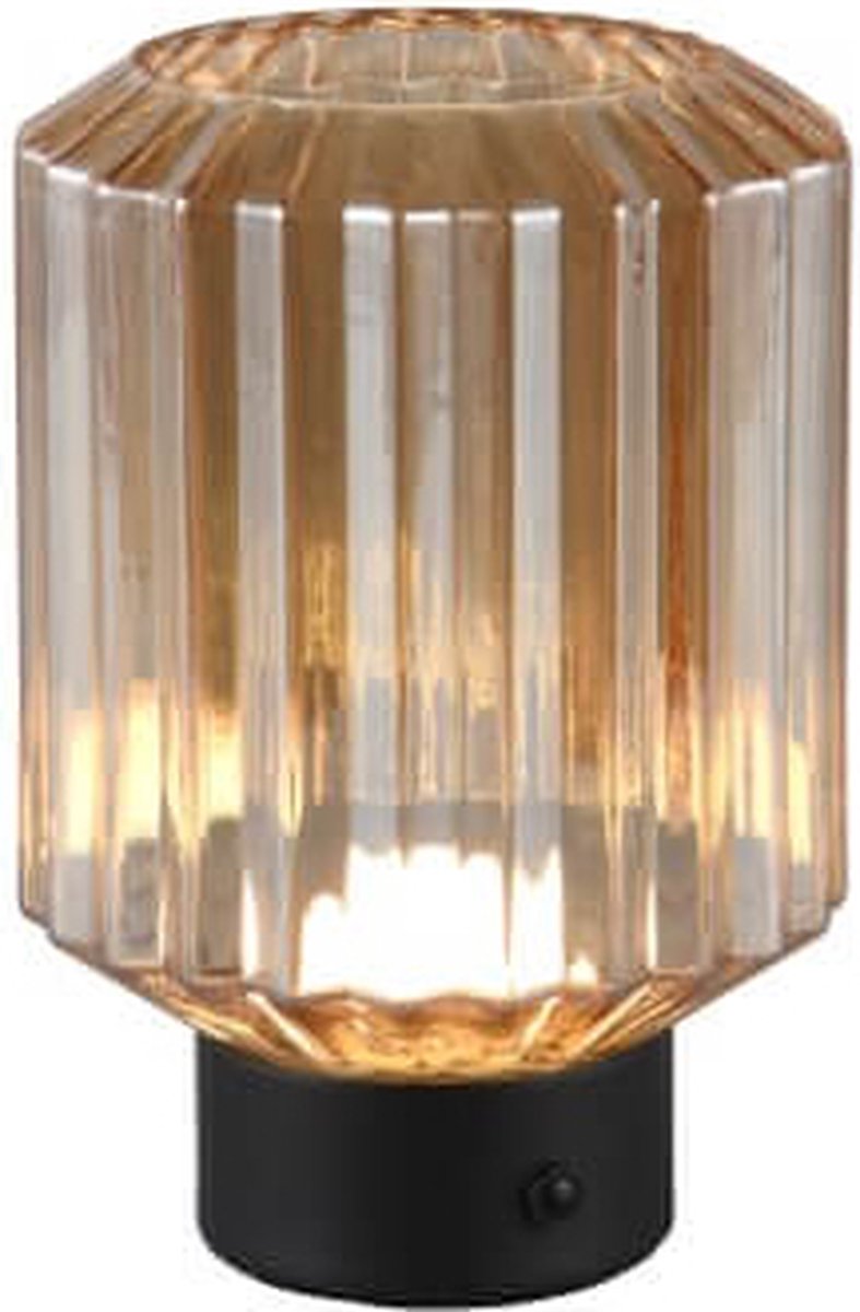 RL LIVE YOUR LIGHT Reality lord - tafellamp - zwart mat - incl. 1x smd 2w - touch functie - oplaadbaar - rook glas