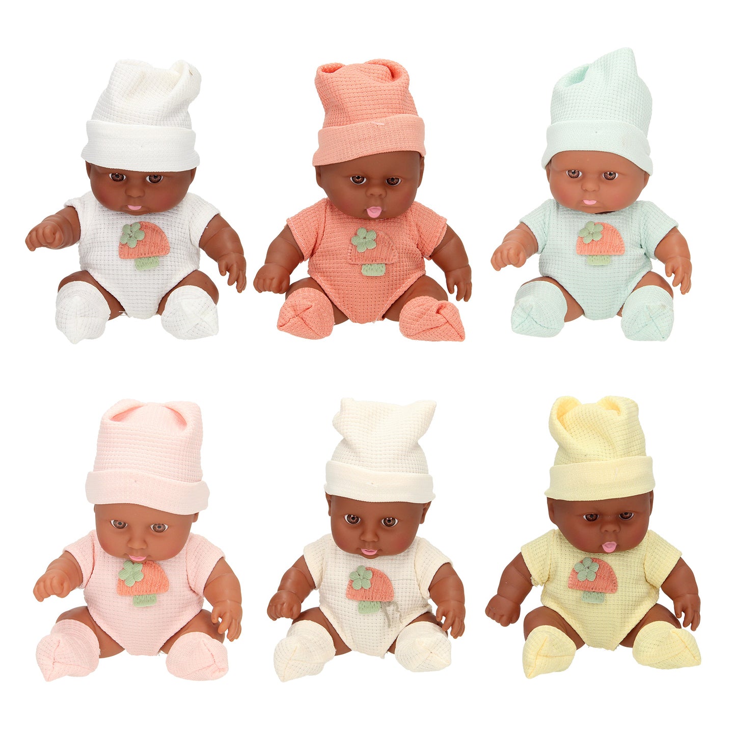 Lobbes Babypopje met wafelpakje en muts