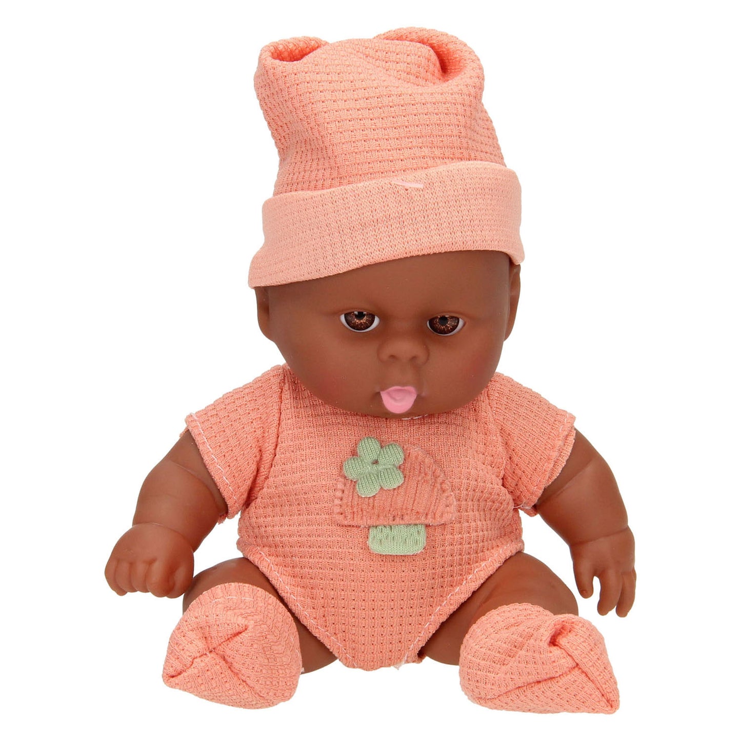 Lobbes Babypopje met wafelpakje en muts