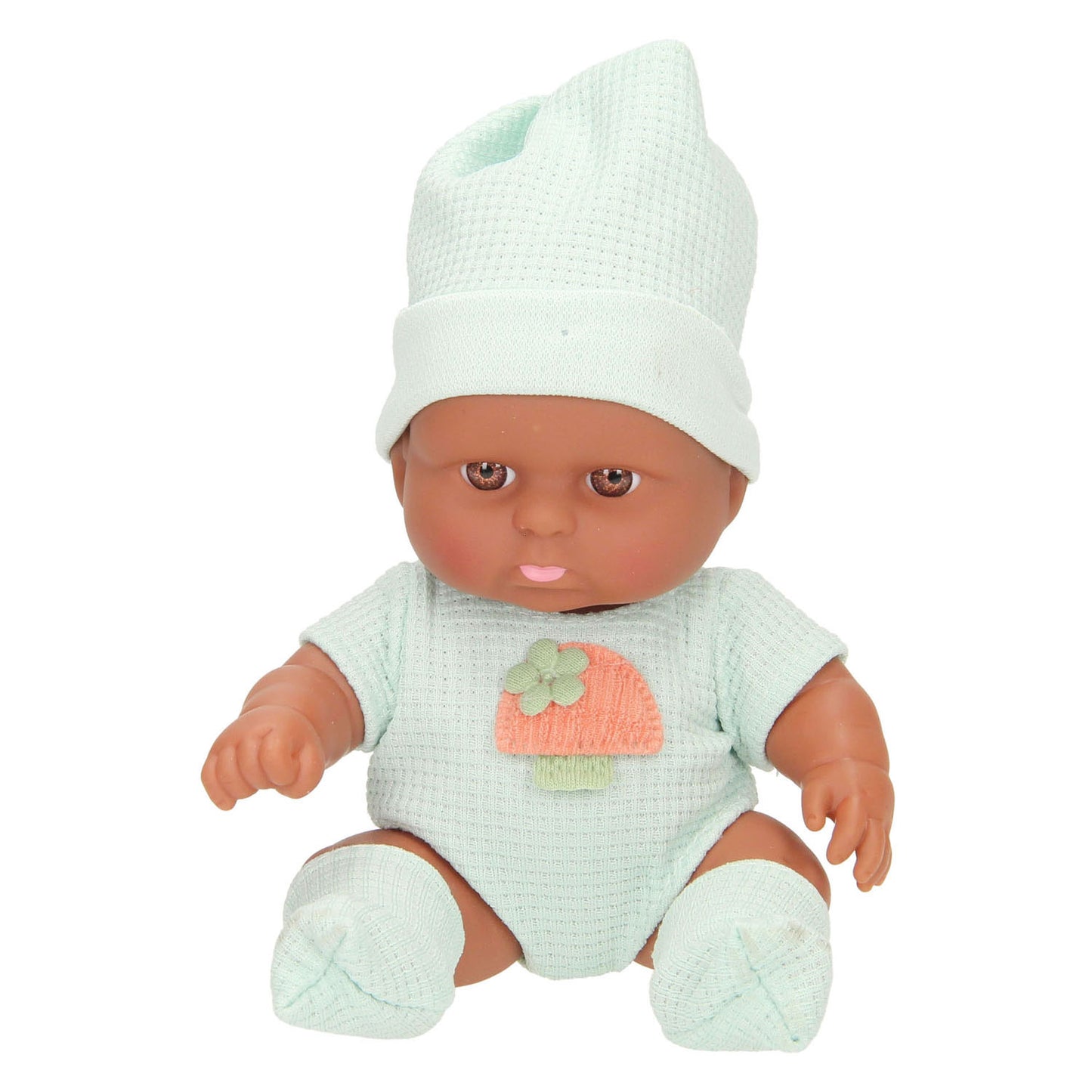 Lobbes Babypopje met wafelpakje en muts