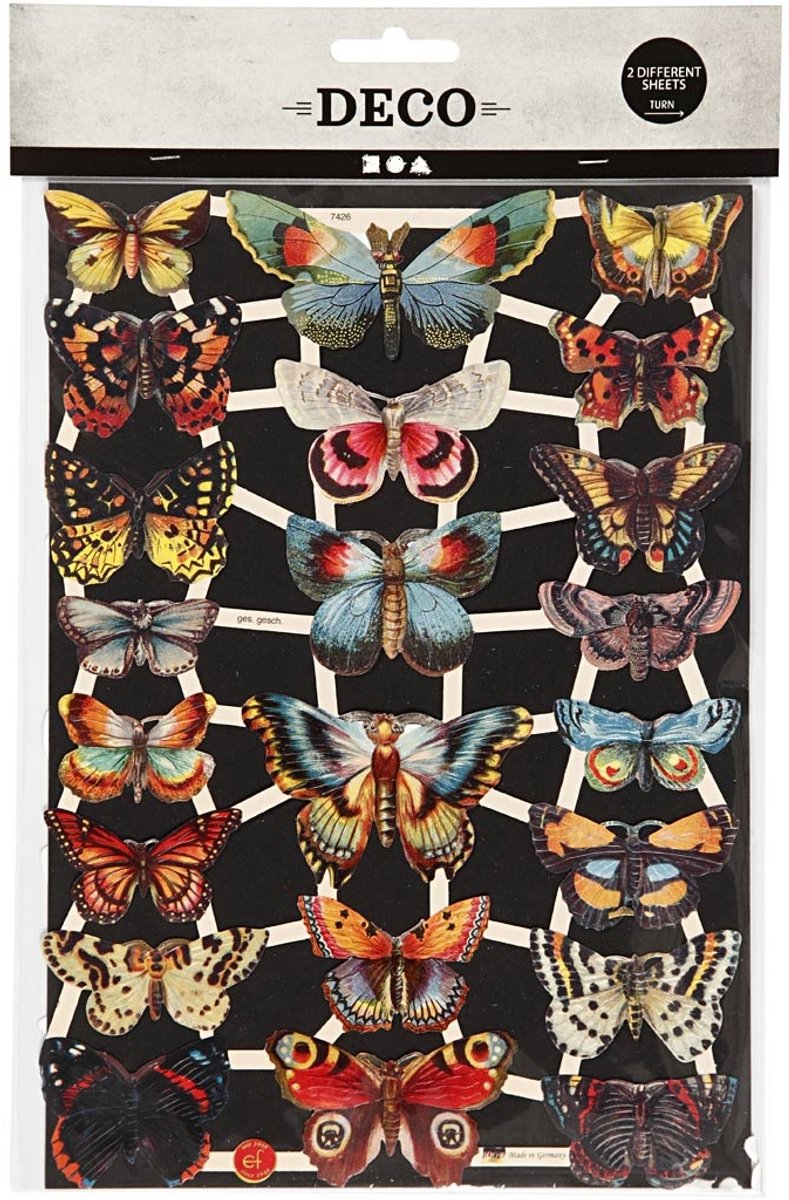 Creativ Company Vintage plaatjes vlinders, 2 vellen