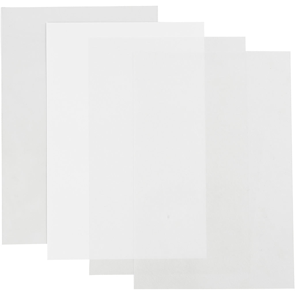 Creativ Company Https: www.cchobby.nl vellen-krimpfolie-vel-20x30-cm-dikte-0-3-mm-transparant-glans-mat-transparant-mat-wit-4-vel-1-doos