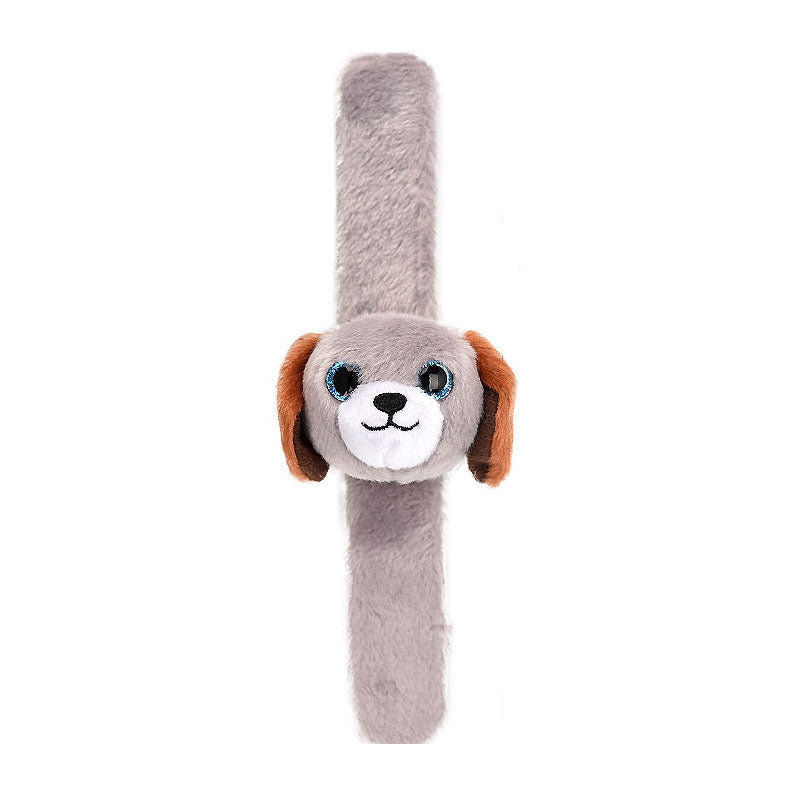 Lobbes Pluche klaparmband hondje grijs