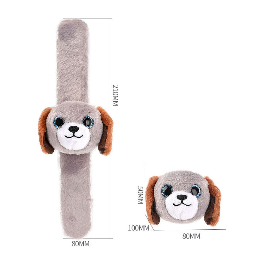 Lobbes Pluche klaparmband hondje grijs