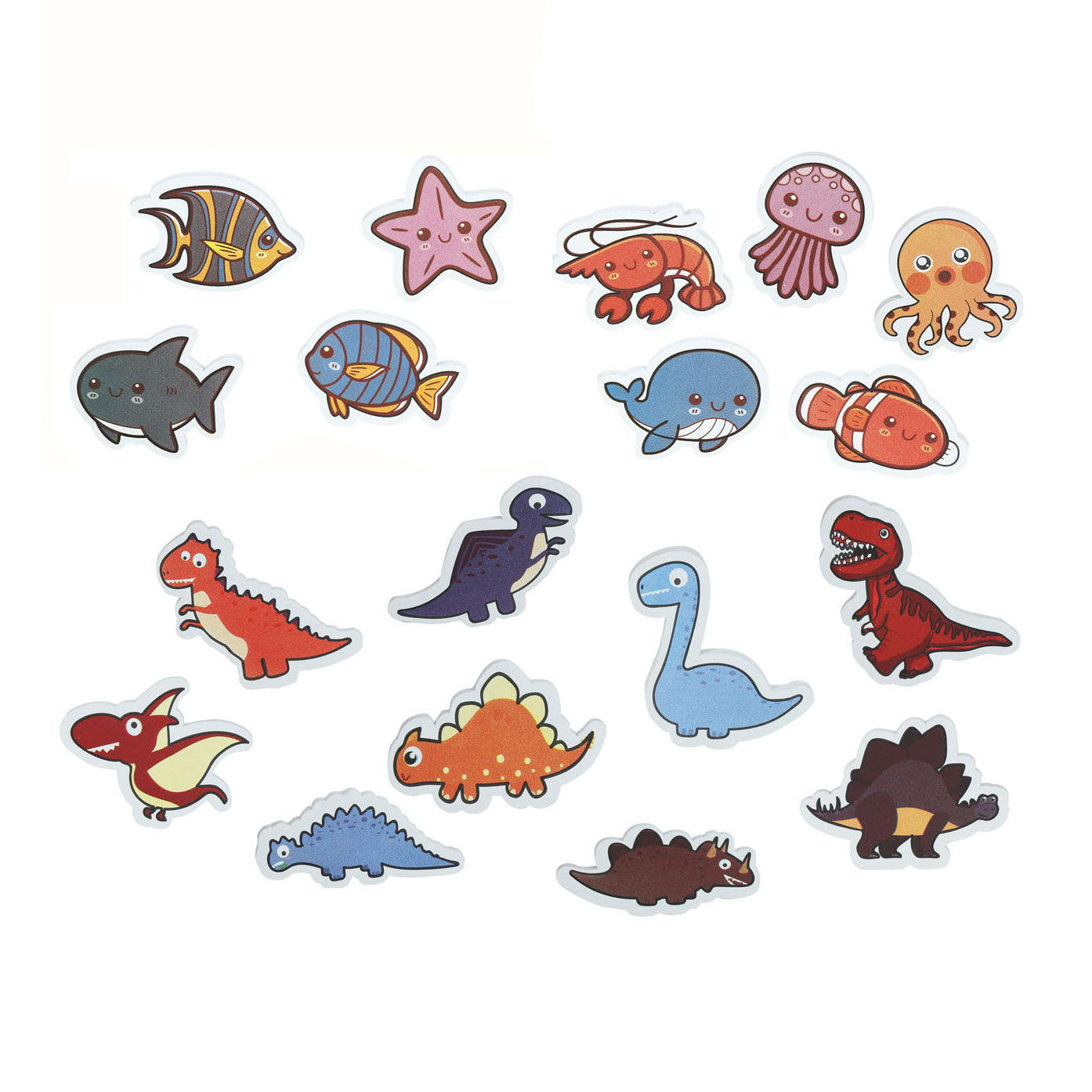 Lobbes Foam badfiguren dino's zeedieren, 18st.