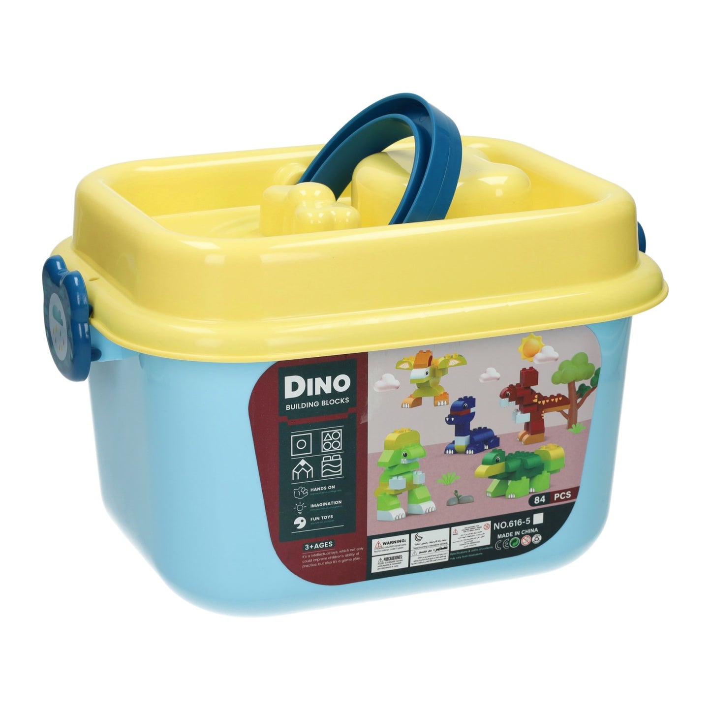 Lobbes Blokjes bouwset dino in opbergbox - 84dlg.