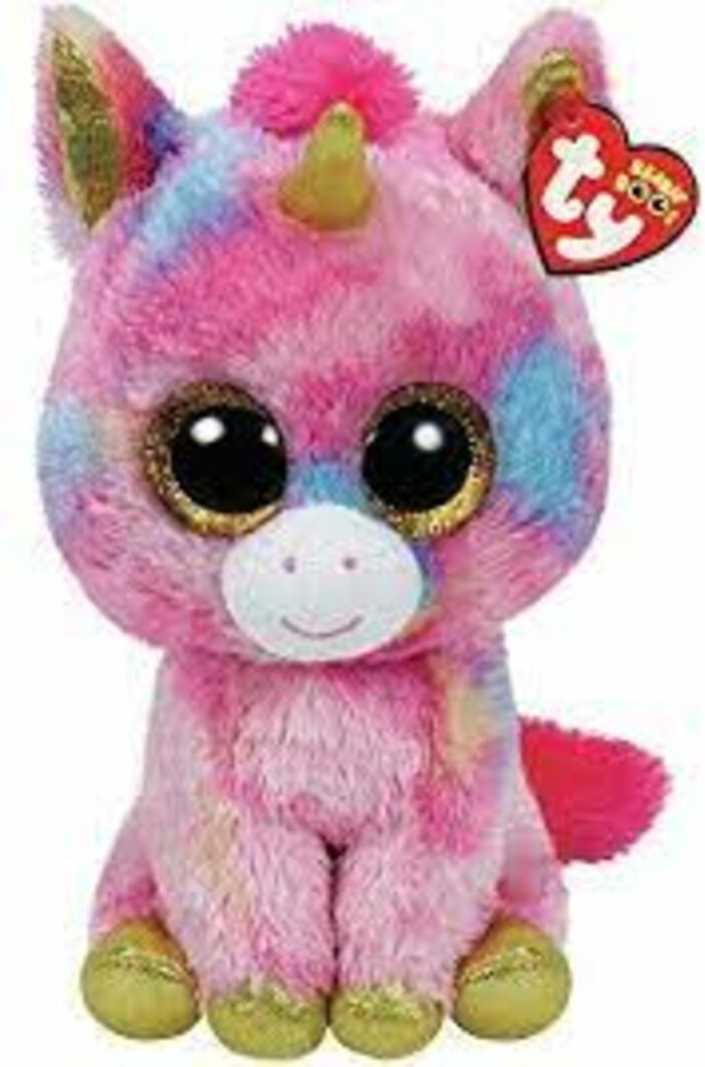 Ty Beanie Boo Ty beanie eenhoorn knuffel - fantasia - roze - 24 cm - pluche - eenhoorns knuffels