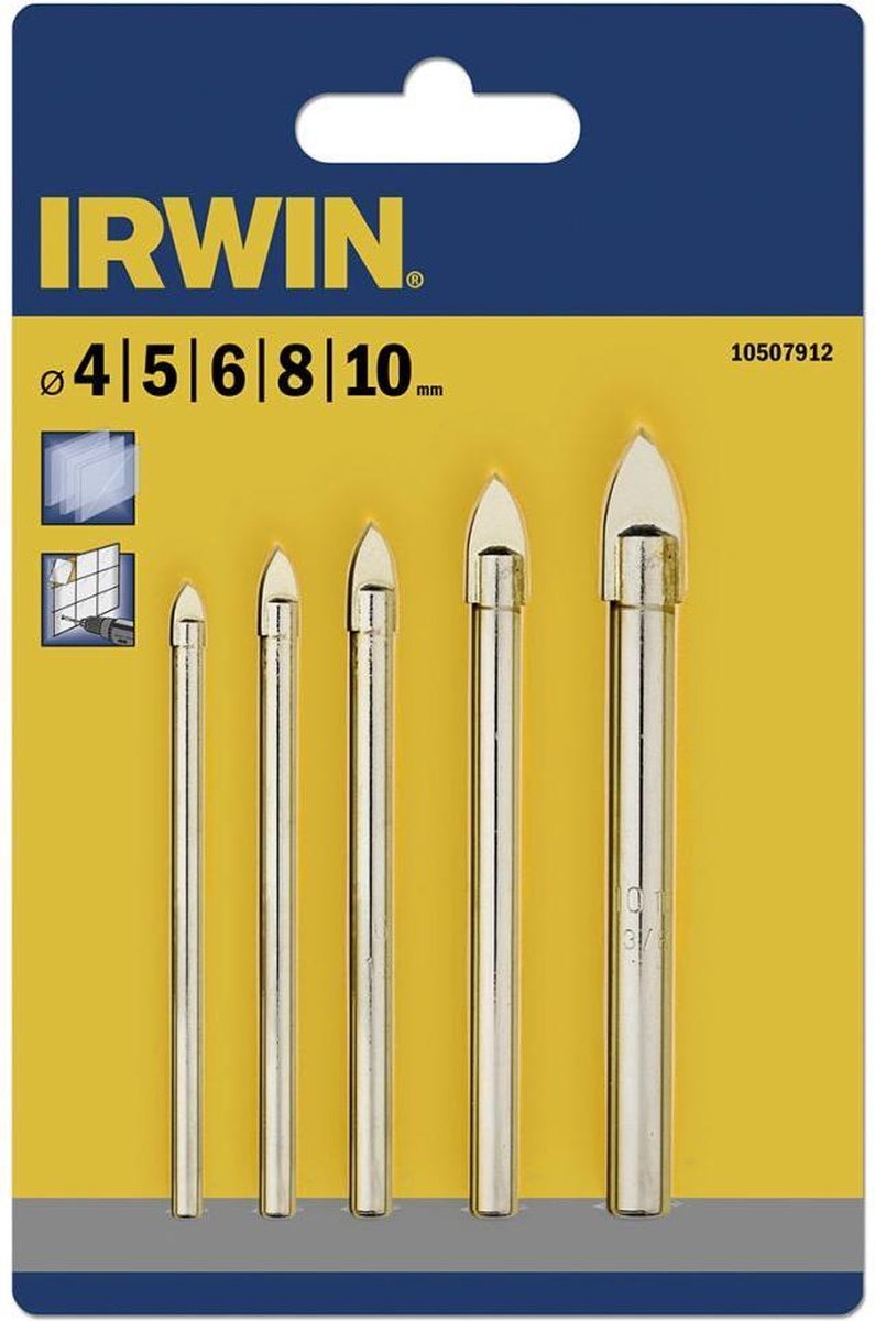 Irwin glas en tegelboren 5-delige set: 4 5 6 8 11 mm - 10507912