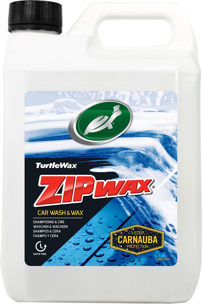 Turtle Wax zip wax shampoo - sterk geconcentreerd - reinigt diep glanst - vult de bestaande waxlaag aan - streeploze en vlekvrije afwerking – 2,5 liter