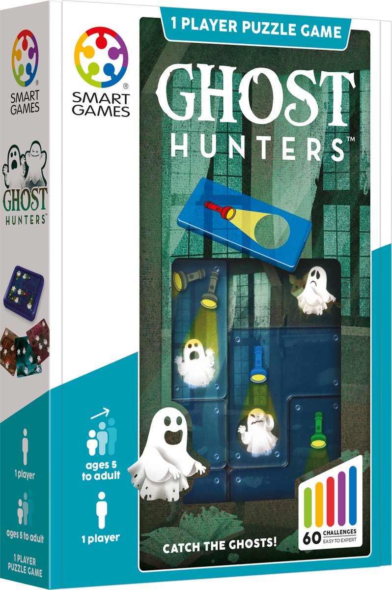 SmartGames ghost hunters - compact logisch denkspel - 60 educatieve spokenjager uitdagingen - reisspel solospel - vanaf 6 jaar
