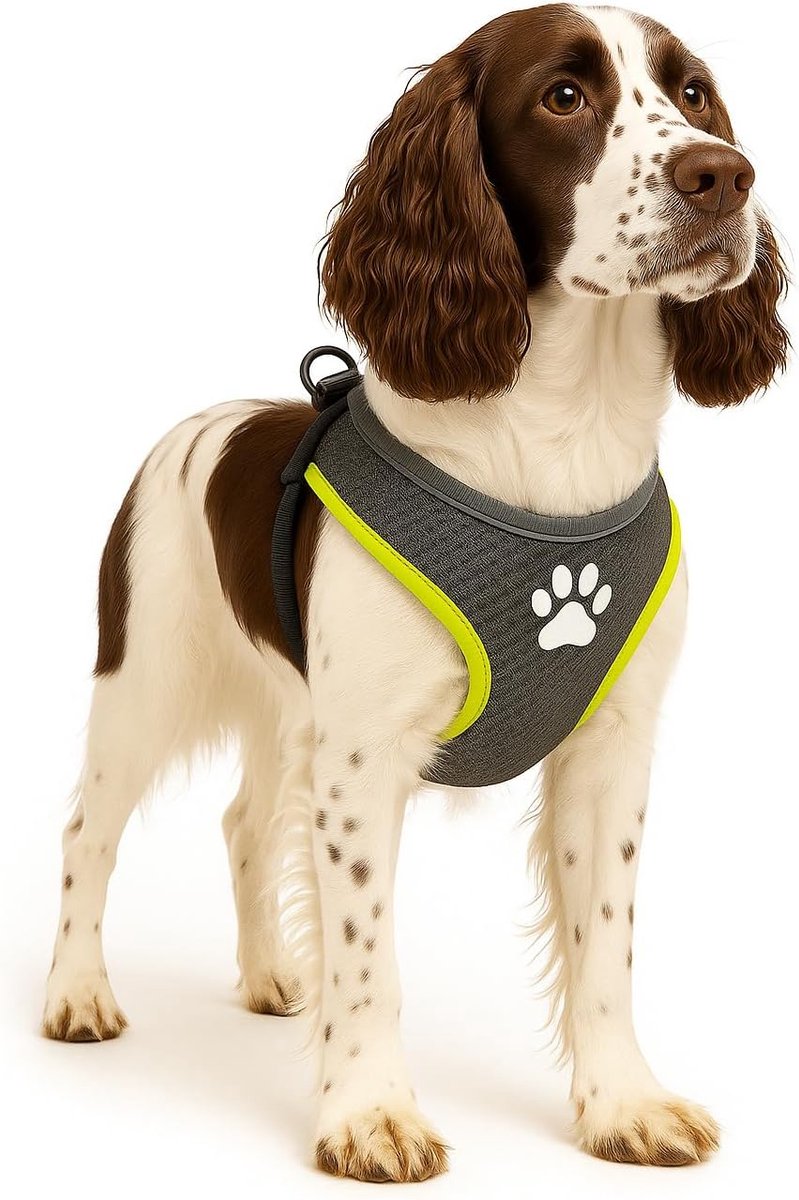 Flamingo Harnas hond – honden tuigje – harnas hond anti trek – hondentuigjes – hondentuig anti trek – step go tasha – grijs – maat l – a:58cm b:75-95cm x 20mm x 5mm
