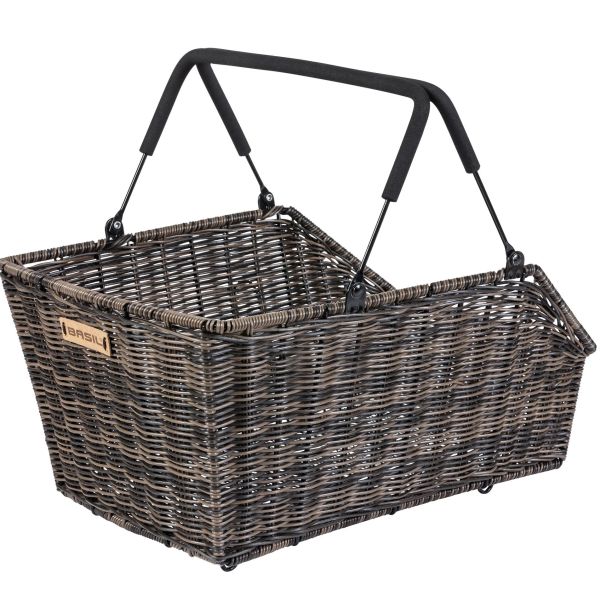 BASIL Fietmand cento rattan look met mik bevestiging 22 liter 41 x 25 x 12 cm - bruin