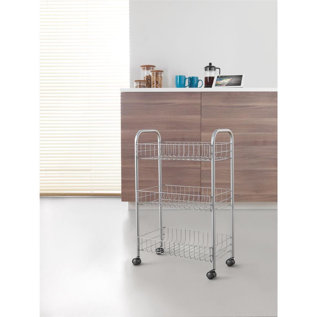 Metaltex Tomado keuken badkamer opbergtrolley lugano 41x23x63 cm wieltjes