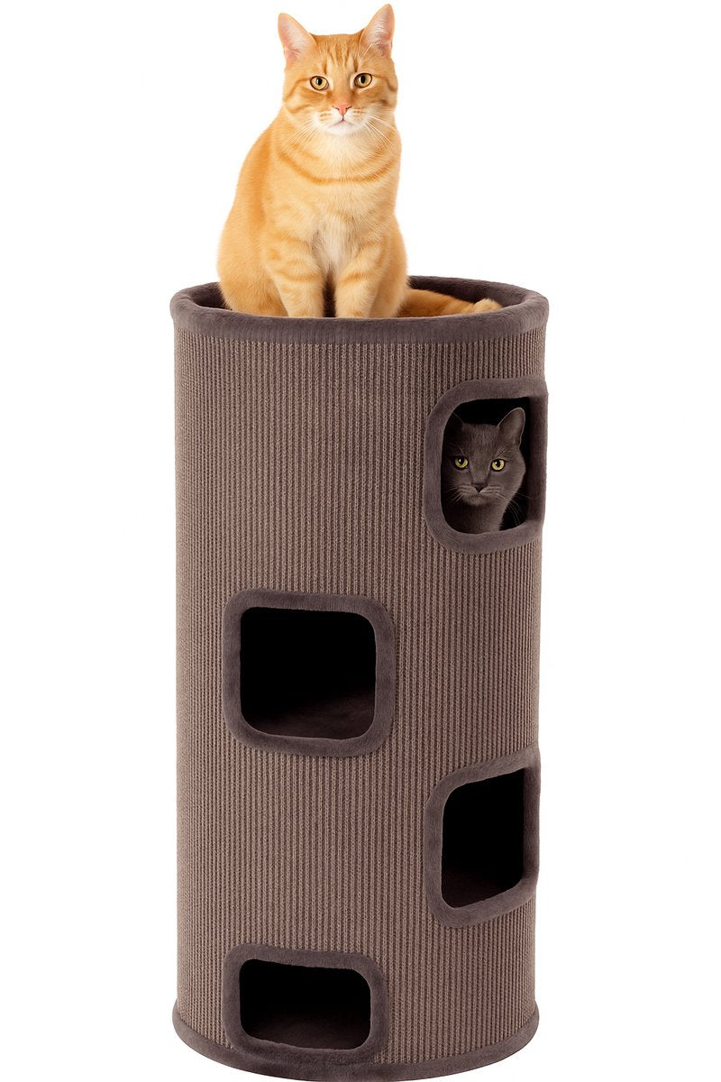 Flamingo Krabton voor katten – krabton enes grijs xl – 50x50x150 cm – luxe krabmeubel met 5 verdiepingen – first class selection