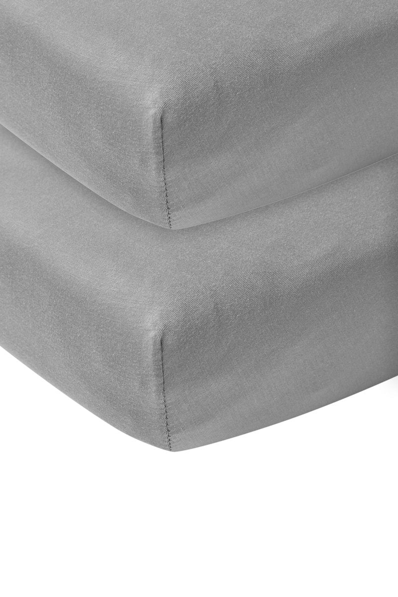 Meyco baby uni hoeslaken co-sleeper - 2-pack - grey - 50x90cm