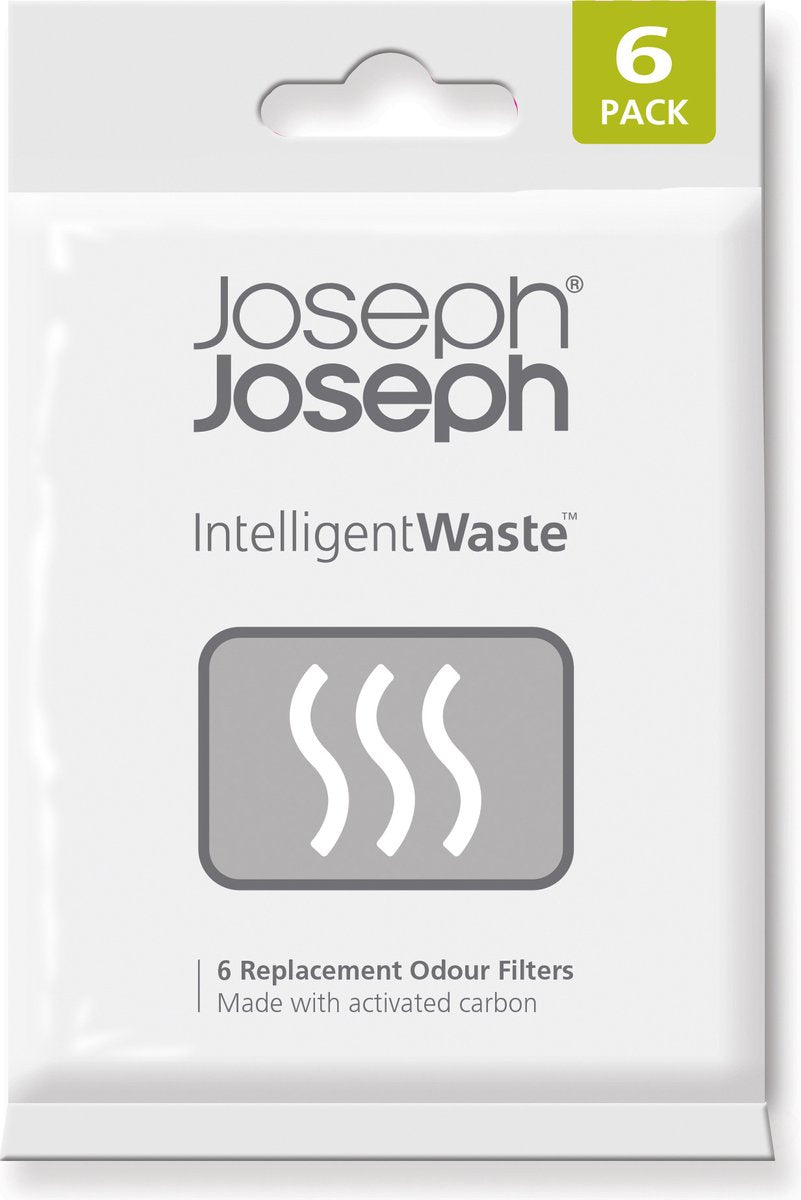 Joseph Joseph vervangende geurfilters intelligent waste – actieve koolstoffilters voor totem, titan stack afvalsystemen - 6 pack