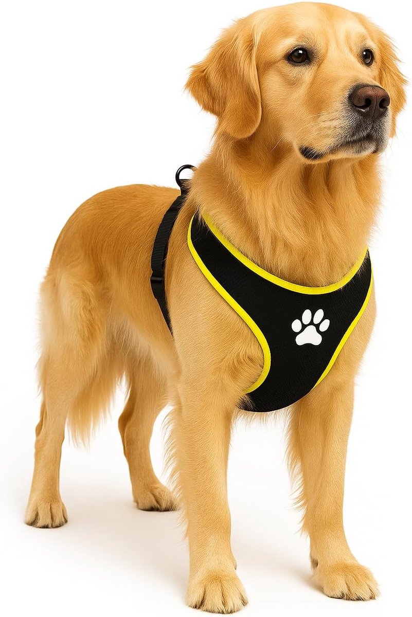 Flamingo Harnas hond – honden tuigje – harnas hond anti trek – hondentuigjes – hondentuig anti trek – step go tasha – zwart – maat xl – a:65cm b:90-115cm x 20mm x 5mm