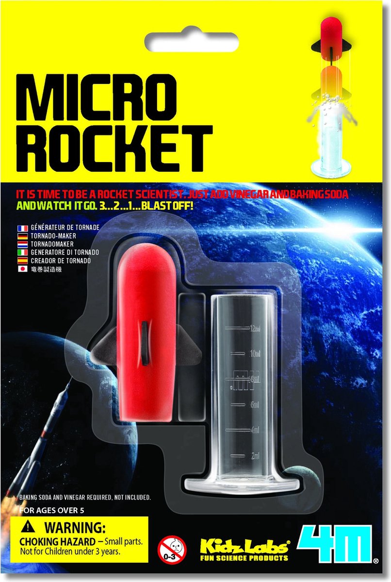 4M wetenschap en spel - lanceer je eigen micro raket - mini versie - kidzlabs - 5+
