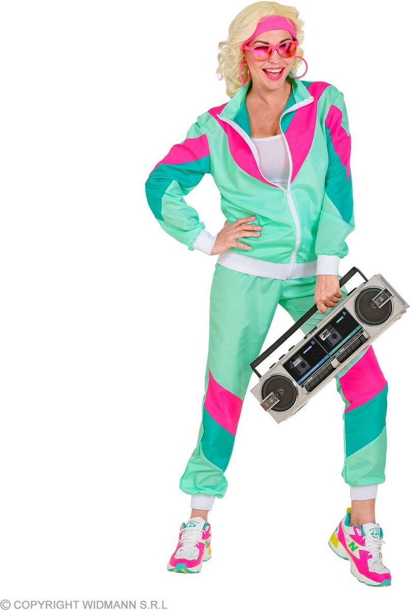Finidi Uit je dak met een fout retro trainingspak groen kostuum
